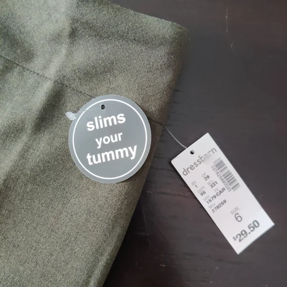 NWT Dressbarn Olive Green Tummy Control Dress Pants - Size 6 - Picture 2 of 5
